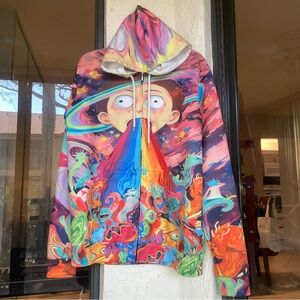 Rick and Morty Trippy Psychedelic Zip Hoodie Size 4XL (fits smaller refer below)